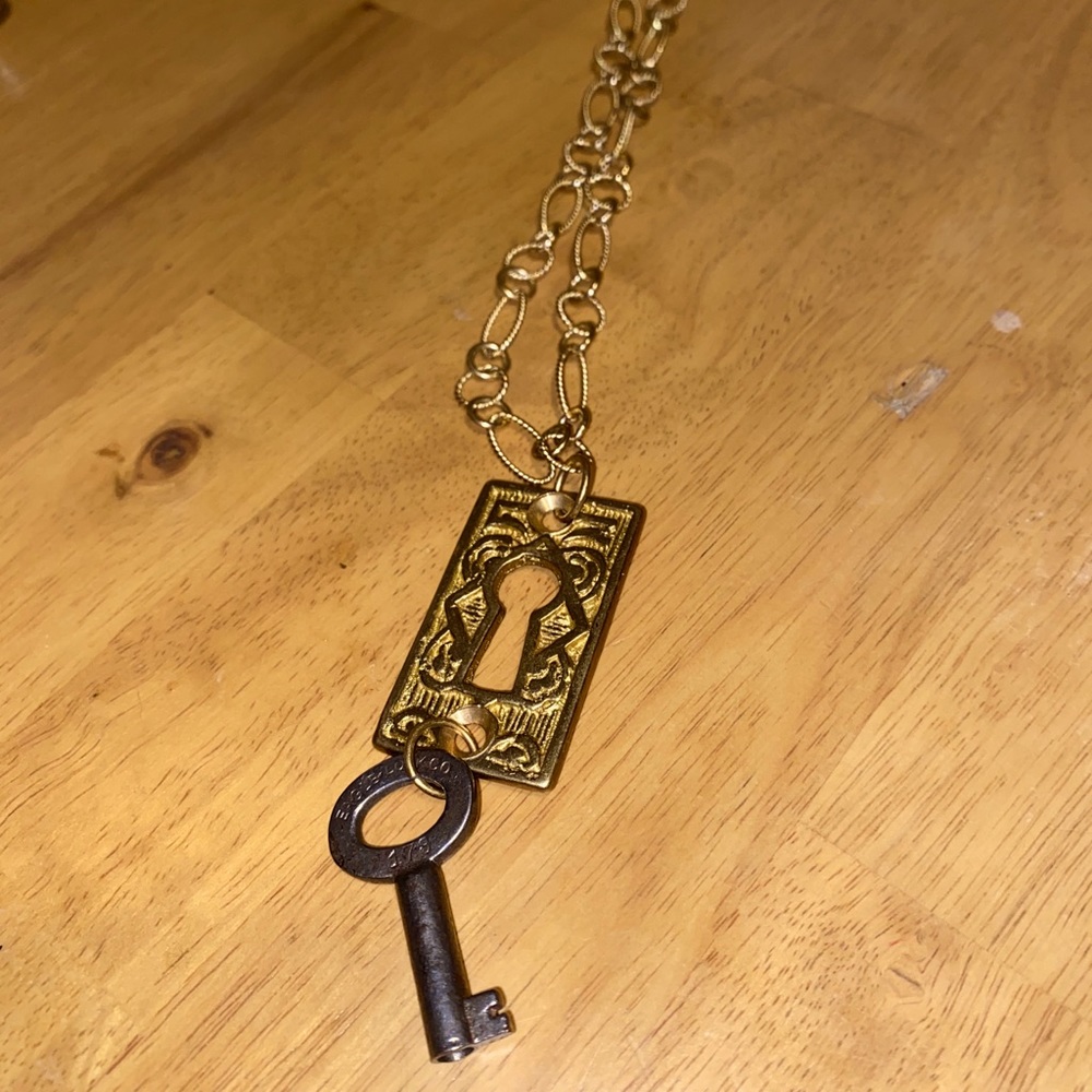 Lock and key gold necklace